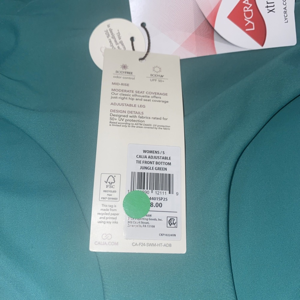 Calia By Carrie Underwood Swim Bikini Bottom Ruched Side Jungle Green Size Small - Picture 2 of 3